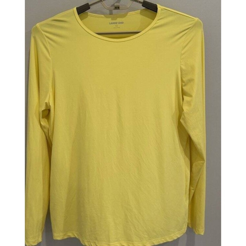Lands End Butter Yellow Long Sleeve Rash Guard Size Long Large 14 16